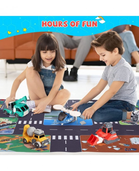 Transform Toys for 3 4 5 6 7 8 Year Old Boys Robot Toys for Kids 3-5 5-7 4 Magnetic Construction Trucks Vehicles w/ Play Mat ...