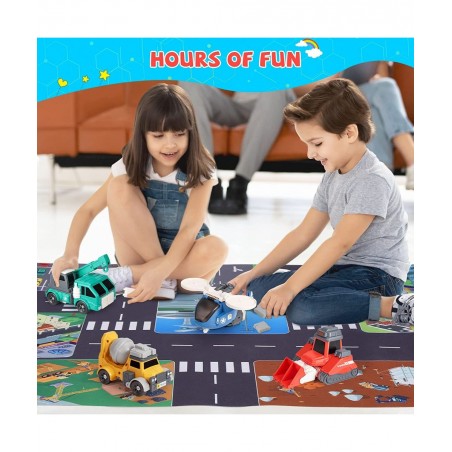Transform Toys for 3 4 5 6 7 8 Year Old Boys Robot Toys for Kids 3-5 5-7 4 Magnetic Construction Trucks Vehicles w/ Play Mat ...