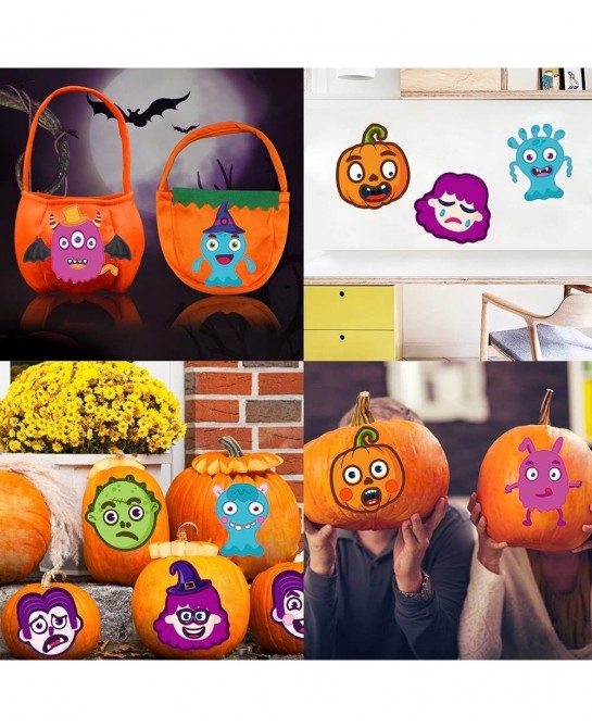 Halloween Party Favors Stickers for Kids - 28 Sheets Halloween Make Your Own Face Stickers for Kids Toddlers Halloween Activi...