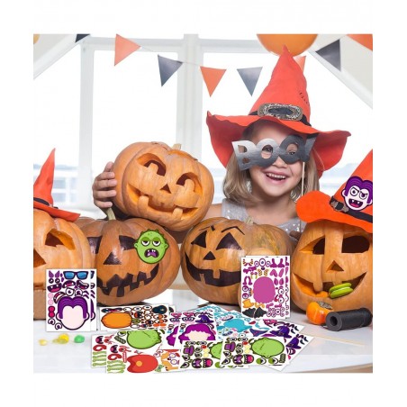 Halloween Party Favors Stickers for Kids - 28 Sheets Halloween Make Your Own Face Stickers for Kids Toddlers Halloween Activi...