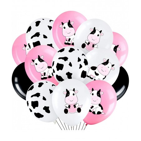 48 Pieces Cow Party Latex Balloons Decorations Pink White Black Cow Print Balloon Colorful Funny Animal Pattern Decor for Chi...