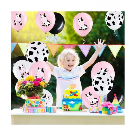 48 Pieces Cow Party Latex Balloons Decorations Pink White Black Cow Print Balloon Colorful Funny Animal Pattern Decor for Chi...