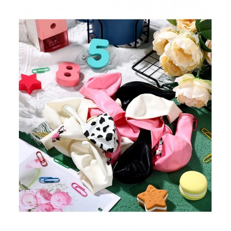 48 Pieces Cow Party Latex Balloons Decorations Pink White Black Cow Print Balloon Colorful Funny Animal Pattern Decor for Chi...