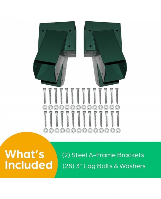 2 Pack Swing Set Brackets – Premium Heavy Duty Steel A-Frame Bracket w/ Hardware - Includes Wood Screws & Washers $62.72 Play...