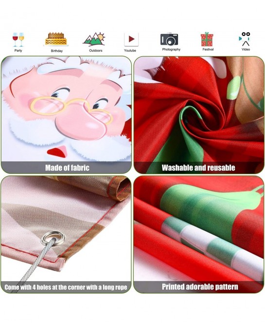 Christmas Party Decorations Funny Christmas Santa Restroom Door Cover Fabric Santa Restroom Backdrop Background Banner for Ch...