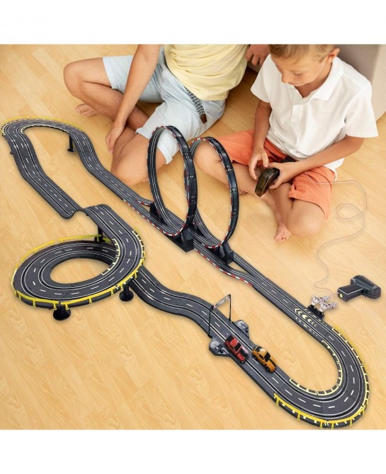Golden Bright: Metro Chase Road Racing Set Electric Powered Includes Power Intake Track Lap Counter and Looping Sets For Ages...