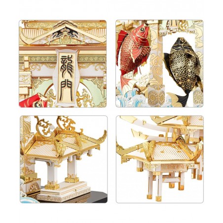 3D Metal Puzzle Model Kits Dragon Gate Carps Models Building Kit for Adults Brain Teaser DIY 3D Puzzles Learning Toys for Tee...