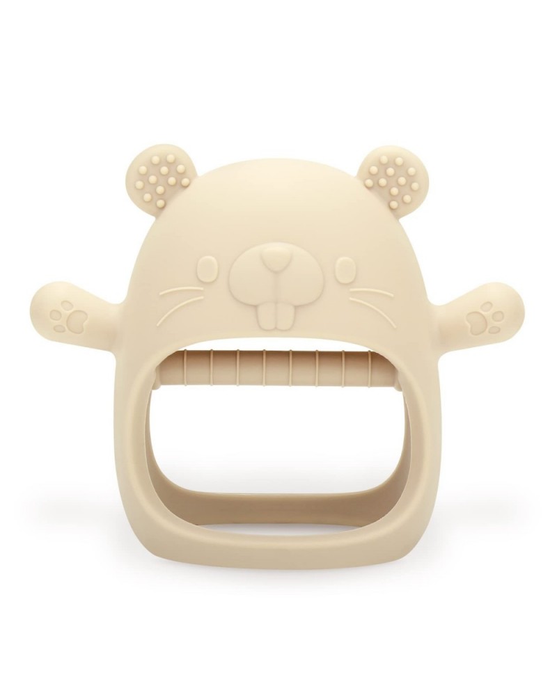 Silicone Baby Teether Toy for Infants 3+ Months Hamster Design BPA Free Anti-Drop Silicone Mitten Teething Toy for Soothing S...