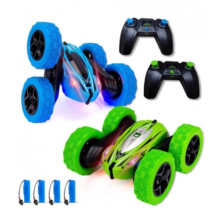 2 Pack Remote Control Car RC Stunt Cars for Boys 4WD 2.4Ghz Double Sided 360° Rotating RC Car for Kids 4 Rechargeable Battery...