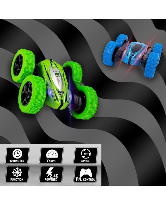 2 Pack Remote Control Car RC Stunt Cars for Boys 4WD 2.4Ghz Double Sided 360° Rotating RC Car for Kids 4 Rechargeable Battery...
