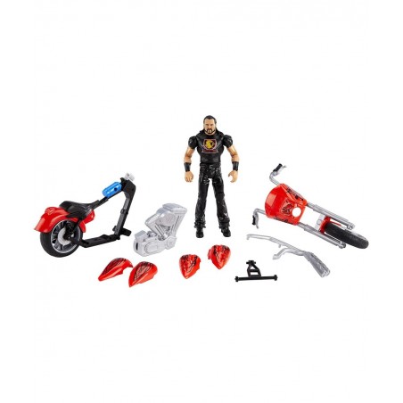 WWE Wrekkin Slam Cycle Motorcycle (10.5 in) with Wheelie Action and 9 breakable parts with 6-in/15.24-cm Drew McIntyre Basic ...