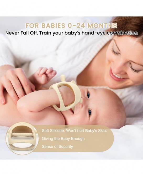 Silicone Baby Teether Toy for Infants 3+ Months Hamster Design BPA Free Anti-Drop Silicone Mitten Teething Toy for Soothing S...