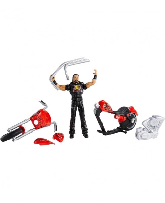 WWE Wrekkin Slam Cycle Motorcycle (10.5 in) with Wheelie Action and 9 breakable parts with 6-in/15.24-cm Drew McIntyre Basic ...