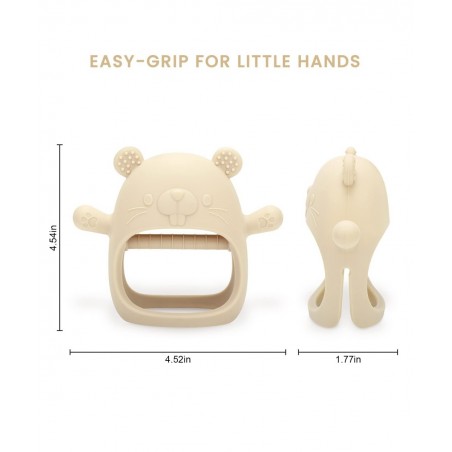 Silicone Baby Teether Toy for Infants 3+ Months Hamster Design BPA Free Anti-Drop Silicone Mitten Teething Toy for Soothing S...