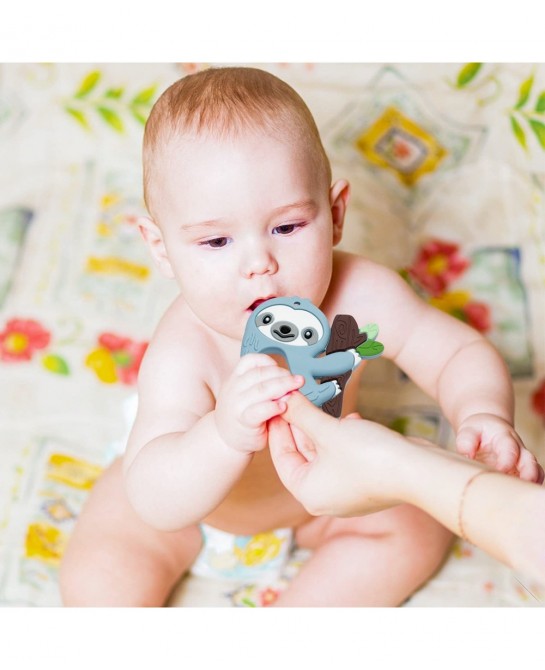 4Pcs Sensory Chew Necklaces Sloth Teether Food Grade Silicone Shark Tooth Teething Chewing Toy Dinosaur Chewable Pendant for ...