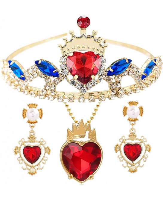 Evie Gold Tiara Red Heart Crown and Necklace Descendants Jewelry Set Queen of Hearts Eive Costume Fan Jewelry Gift for Girls ...