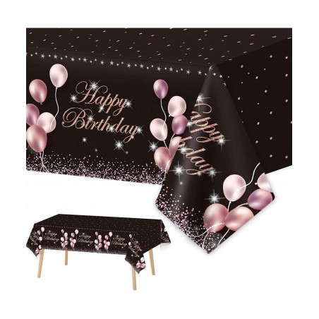 3 Pieces Rose Gold Birthday Party Tableclothes Birthday Party Tablecovers for Girls Women Pink Rose Gold Birthday Tableclothe...