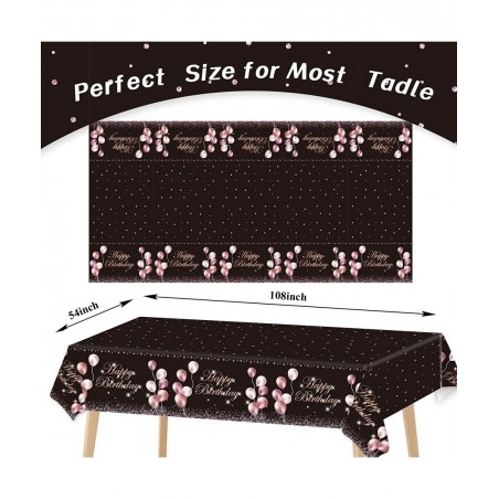 3 Pieces Rose Gold Birthday Party Tableclothes Birthday Party Tablecovers for Girls Women Pink Rose Gold Birthday Tableclothe...