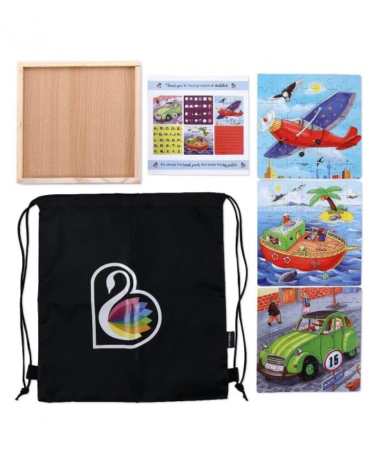 Wooden Jigsaw Puzzles for Kids Ages 3+ - 147 Piece Educational Toddler Learning Puzzles Toys Set - EcoFriendly and 6 Unique D...