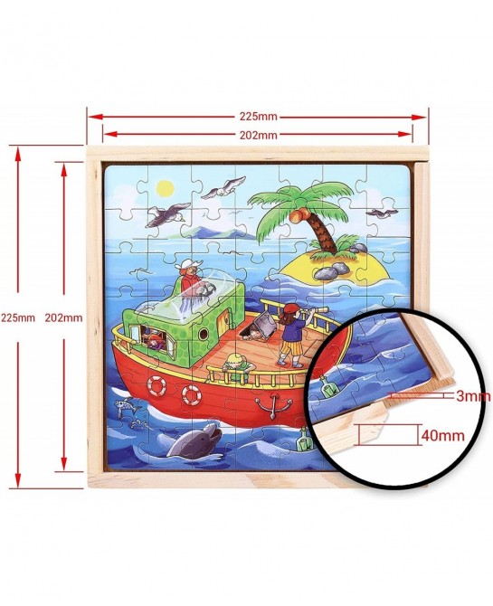 Wooden Jigsaw Puzzles for Kids Ages 3+ - 147 Piece Educational Toddler Learning Puzzles Toys Set - EcoFriendly and 6 Unique D...