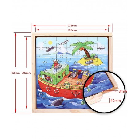 Wooden Jigsaw Puzzles for Kids Ages 3+ - 147 Piece Educational Toddler Learning Puzzles Toys Set - EcoFriendly and 6 Unique D...