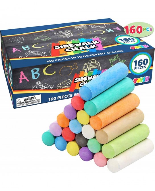 160 PCS Washable Sidewalk Chalks Set Non-Toxic Jumbo Chalk for Outdoor Art Play Painting on Chalkboard Blackboard and Playgro...