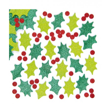 EX729 Holly and Berry Glitter Foam Stickers - Pack of 200 for Kids to Decorate Christmas Cards and Collage $15.74 Kids' Stickers