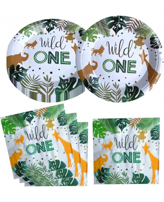 Wild One Birthday Party Supplies 20 Plates and 20 Napkin Jungle Wild One Theme Birthday Party Decoration for Boy Kids $23.72 ...