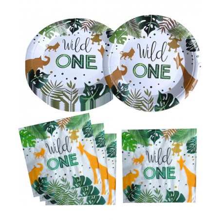 Wild One Birthday Party Supplies 20 Plates and 20 Napkin Jungle Wild One Theme Birthday Party Decoration for Boy Kids $23.72 ...