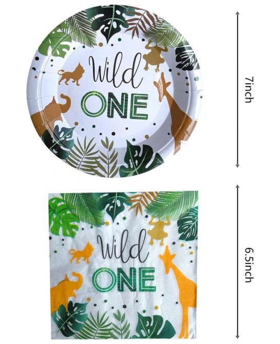 Wild One Birthday Party Supplies 20 Plates and 20 Napkin Jungle Wild One Theme Birthday Party Decoration for Boy Kids $23.72 ...