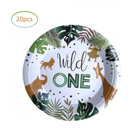 Wild One Birthday Party Supplies 20 Plates and 20 Napkin Jungle Wild One Theme Birthday Party Decoration for Boy Kids $23.72 ...