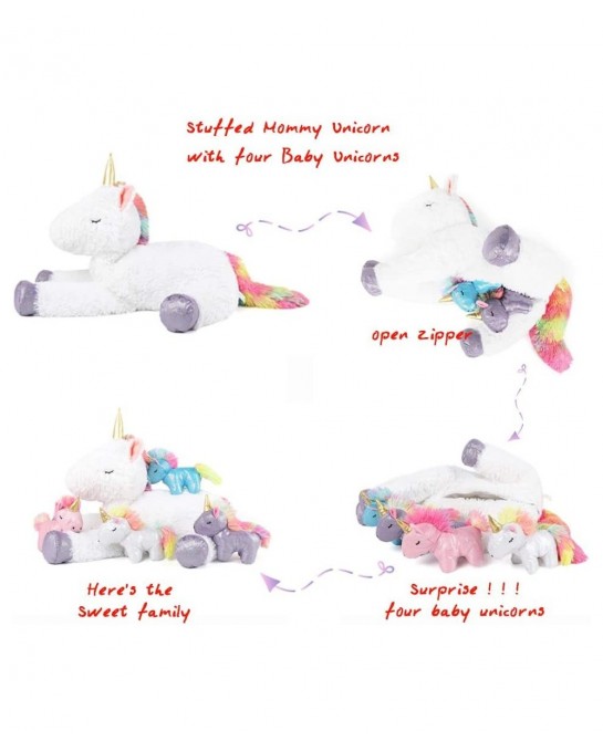 Unicorn Stuffed Animal for Girls Mommy Stuffed Unicorn with 4 Baby Unicorns Cute Plush Unicorn Toy for Kids 22'' $45.71 Stuff...