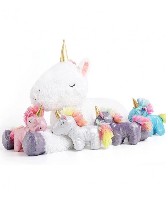 Unicorn Stuffed Animal for Girls Mommy Stuffed Unicorn with 4 Baby Unicorns Cute Plush Unicorn Toy for Kids 22'' $45.71 Stuff...
