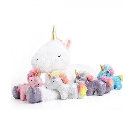 Unicorn Stuffed Animal for Girls Mommy Stuffed Unicorn with 4 Baby Unicorns Cute Plush Unicorn Toy for Kids 22'' $45.71 Stuff...