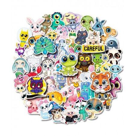 Sticker 50Pcs Cute Cartoon Animal Sticker Animal Avatar Sticker Cartoon Big Eyes Sticker Stationery Sticker Laptop Skateboard...