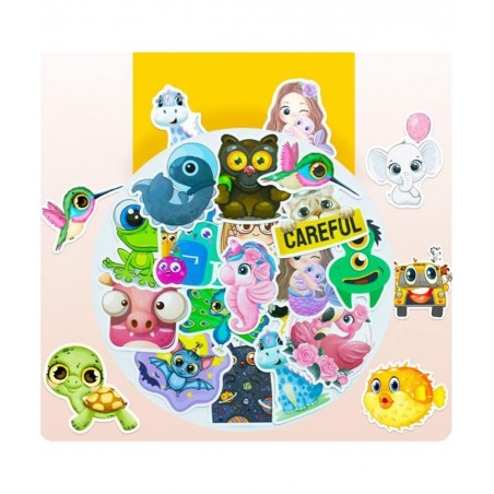 Sticker 50Pcs Cute Cartoon Animal Sticker Animal Avatar Sticker Cartoon Big Eyes Sticker Stationery Sticker Laptop Skateboard...
