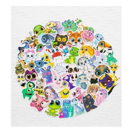 Sticker 50Pcs Cute Cartoon Animal Sticker Animal Avatar Sticker Cartoon Big Eyes Sticker Stationery Sticker Laptop Skateboard...
