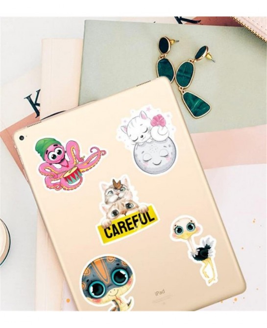 Sticker 50Pcs Cute Cartoon Animal Sticker Animal Avatar Sticker Cartoon Big Eyes Sticker Stationery Sticker Laptop Skateboard...