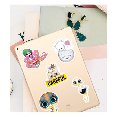 Sticker 50Pcs Cute Cartoon Animal Sticker Animal Avatar Sticker Cartoon Big Eyes Sticker Stationery Sticker Laptop Skateboard...