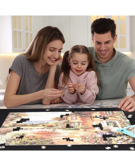 Jigsaw Puzzle Mat Roll Up Jigsaw Puzzle Rubber Mat Saver Pad 46” x 26” Portable Up to 1500 Pieces with Non-Slip Rubber Bottom...