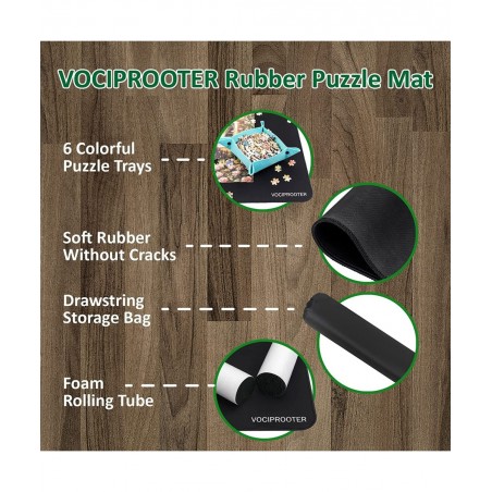 Jigsaw Puzzle Mat Roll Up Jigsaw Puzzle Rubber Mat Saver Pad 46” x 26” Portable Up to 1500 Pieces with Non-Slip Rubber Bottom...