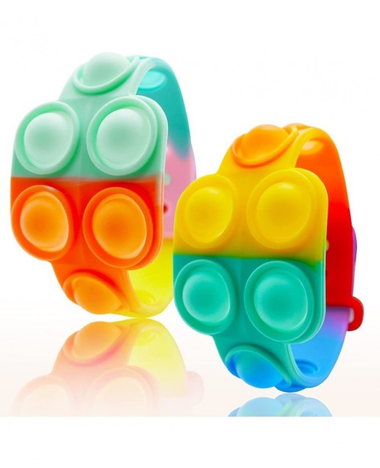 2Pcs Stress Relief Wristband Fidget Toys Portable Simple Dimple Sensory Fidget Bracelet Stress Relief Hand Toy for Kids Adult...