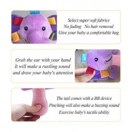 Cartoon Stuffed Animal Baby Soft Plush Hand Rattle Squeaker Sticks for Toddlers - Elephant and Lion $17.66 Baby Rattles & Plu...