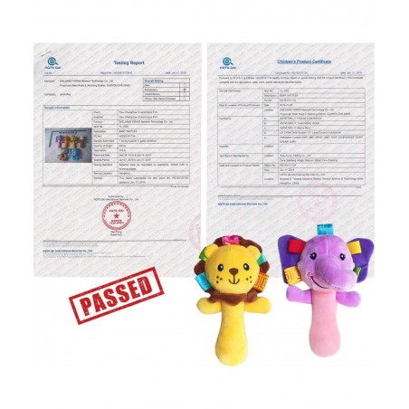 Cartoon Stuffed Animal Baby Soft Plush Hand Rattle Squeaker Sticks for Toddlers - Elephant and Lion $17.66 Baby Rattles & Plu...