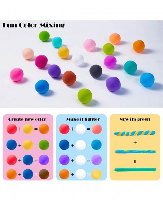 Air Dry Clay 24 Colors Modeling Clay Magic Clay with Sculpting Tools Non-Toxic Self Drying Soft Clay for Kids and Adults Gift...