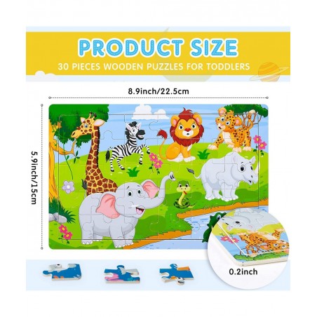 12 Pack Puzzles for Kids Ages 3-8 Toddler Wooden Jigsaw Puzzles 30 Pieces Children Puzzles Educational Learning Puzzles Toys ...