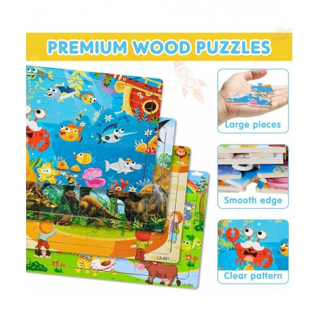 12 Pack Puzzles for Kids Ages 3-8 Toddler Wooden Jigsaw Puzzles 30 Pieces Children Puzzles Educational Learning Puzzles Toys ...