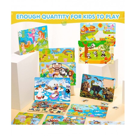 12 Pack Puzzles for Kids Ages 3-8 Toddler Wooden Jigsaw Puzzles 30 Pieces Children Puzzles Educational Learning Puzzles Toys ...