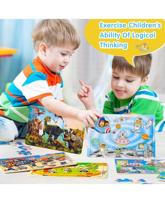 12 Pack Puzzles for Kids Ages 3-8 Toddler Wooden Jigsaw Puzzles 30 Pieces Children Puzzles Educational Learning Puzzles Toys ...