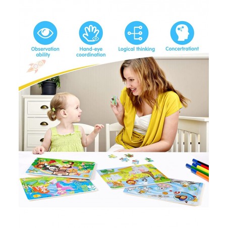 12 Pack Puzzles for Kids Ages 3-8 Toddler Wooden Jigsaw Puzzles 30 Pieces Children Puzzles Educational Learning Puzzles Toys ...
